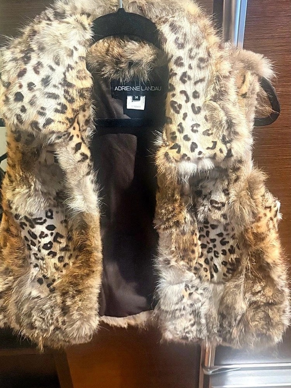 Adrienne Landau Leopard Print 100 percent coyote  Fur Vest size medium